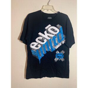 Ecko Unltd Graphic T-Shirt Logo Casual Hip Hop Street Grunge Skater Black Large